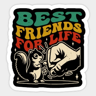 Best Friends for Life Squirrel Fist Bump Retro Sticker